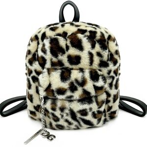 Gilda Paris Leopard Print Fur Backpack